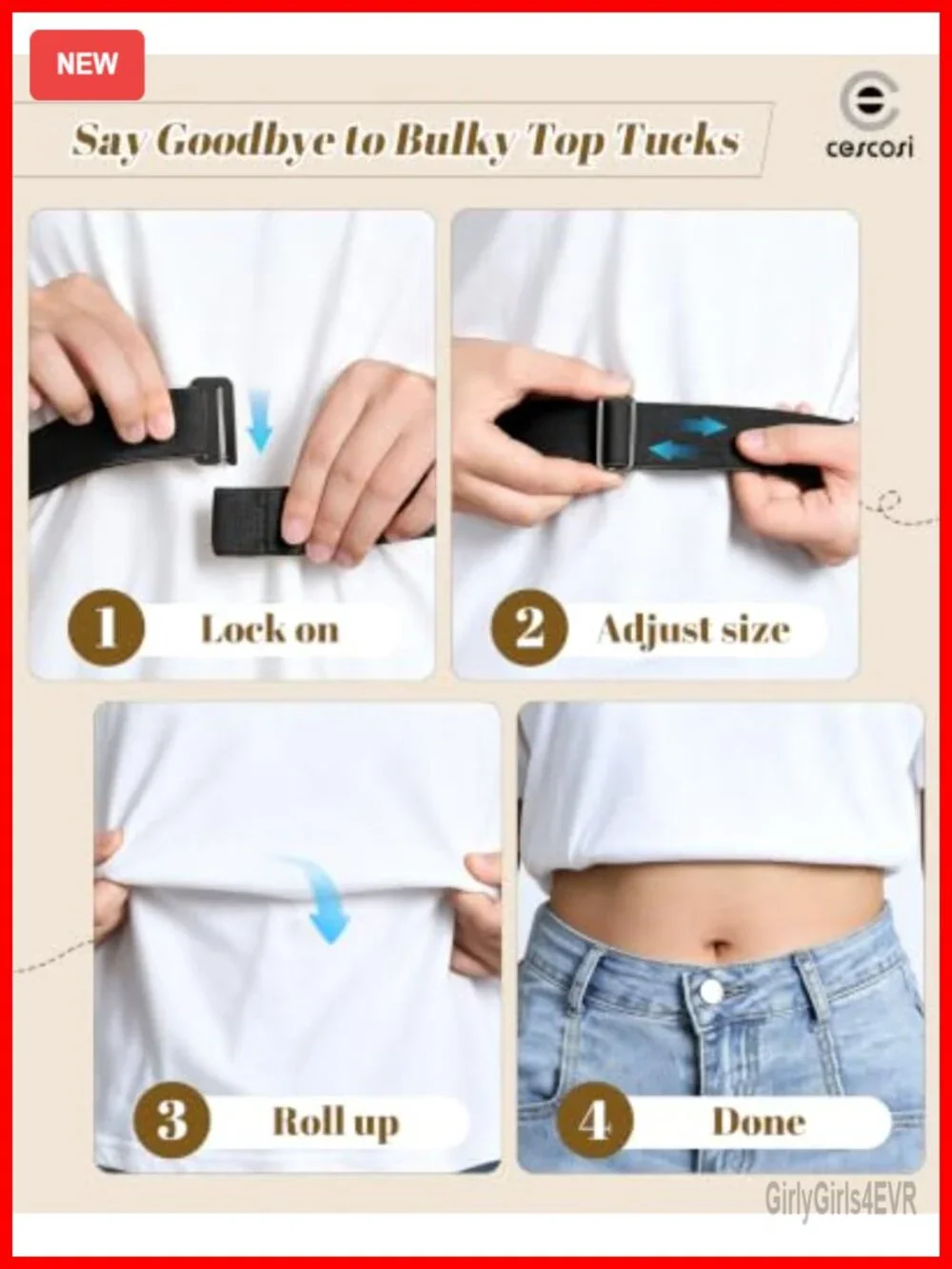 4 Pack No Show Elastic Belts for Women Invisible Stretch Belt with Flat Buckle